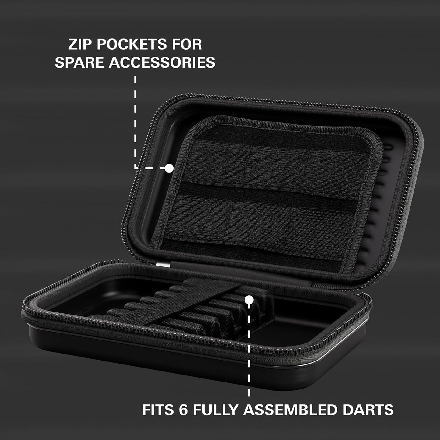 Takoma XL Darts Wallet - Darts Case Holds 6 Darts, Protective EVA Dart Holder with Double Zip Lock Inner Pouches - Professional Darts Accessories