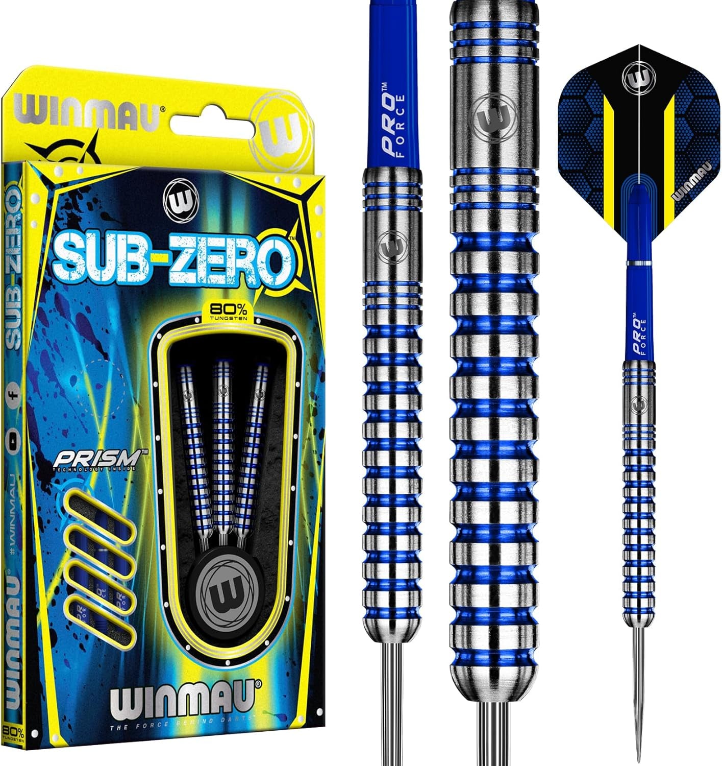 Darts Sub-Zero 24G Professional Steeltip Tungsten Darts Set with Flights and Shafts (Dart Stems)