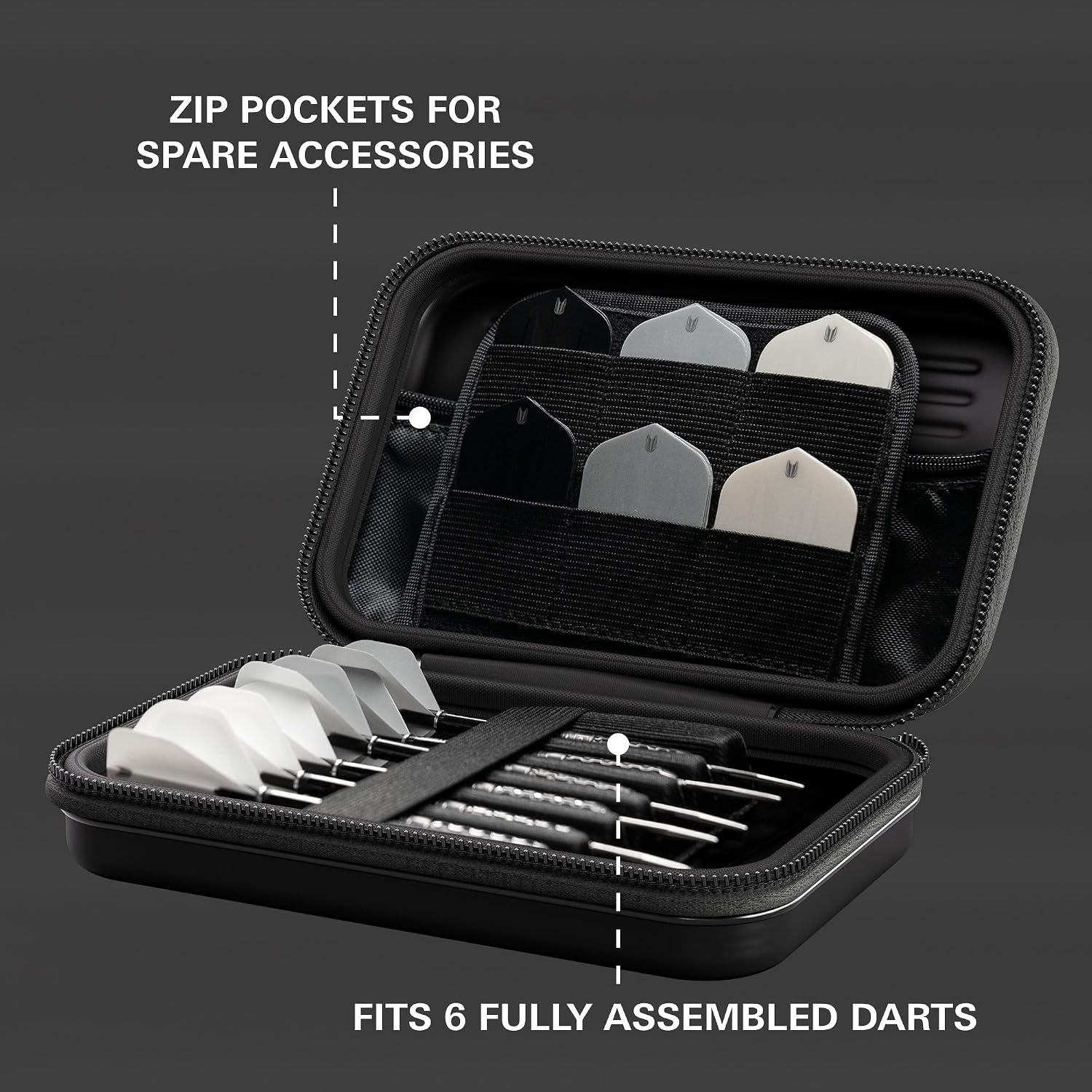 Takoma XL Darts Wallet - Darts Case Holds 6 Darts, Protective EVA Dart Holder with Double Zip Lock Inner Pouches - Professional Darts Accessories